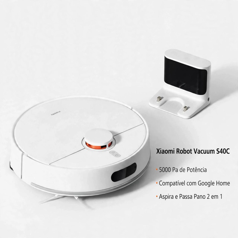 [Original] Robô Aspirador Xiaomi Robot Vacuum S40C 2 em 1 5000Pa com Mopa e Comp