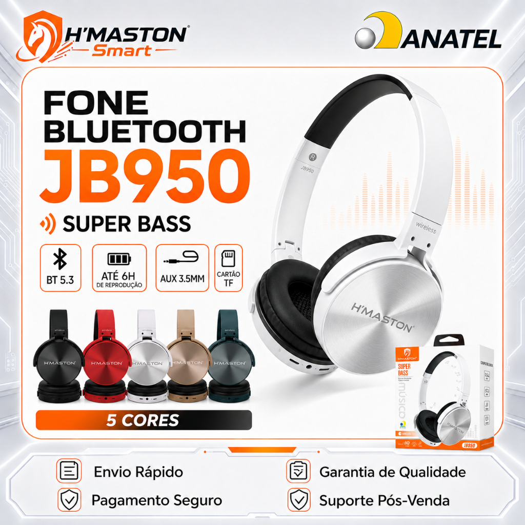 H'maston JB950 Headphone Sem Fio Bluetooth Fone Headset Gamer Fone Gamer Fone De Ouvido Headphone Fone De Ouvido Gamer