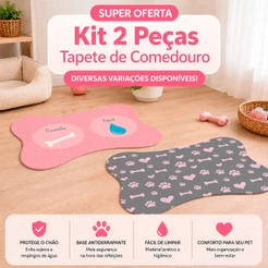 Kit 2 Tapetes Comedouro Pet Antiderrapante Lavável | Tapete para Ração Cachorro e Gato | Base Emborrachada
