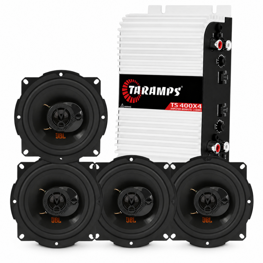Kit 4 Alto Falantes Jbl Triaxial 5 Pol 5trfx55 Triaxial 220w 4 Ohms Flex 4 +módu