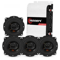 Kit 4 Alto Falantes Jbl Triaxial 5 Pol 5trfx55 Triaxial 220w 4 Ohms Flex 4 +módulo Ts400x4