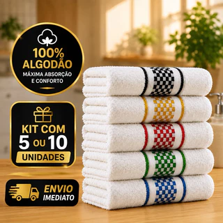 Kit 10 Panos de Prato Copa Premium Jacquard Atoalhado Toalha De Cozinha 45x70cm 100% Algodão