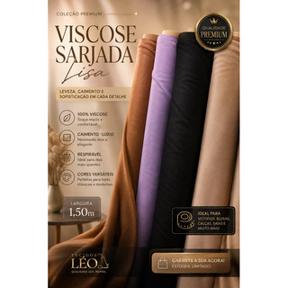 Tecido Viscose Sarjada Lisa 100% Viscose por Metro 1,50m Largura – Leve, Macio e com Ótimo Caimento