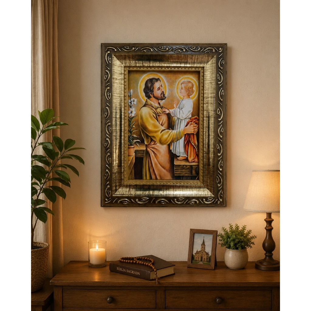 QUADRO DE SÃO JOSÉ FRATERNO 10X15 CM RESINADO MOLDURA PREMIUM