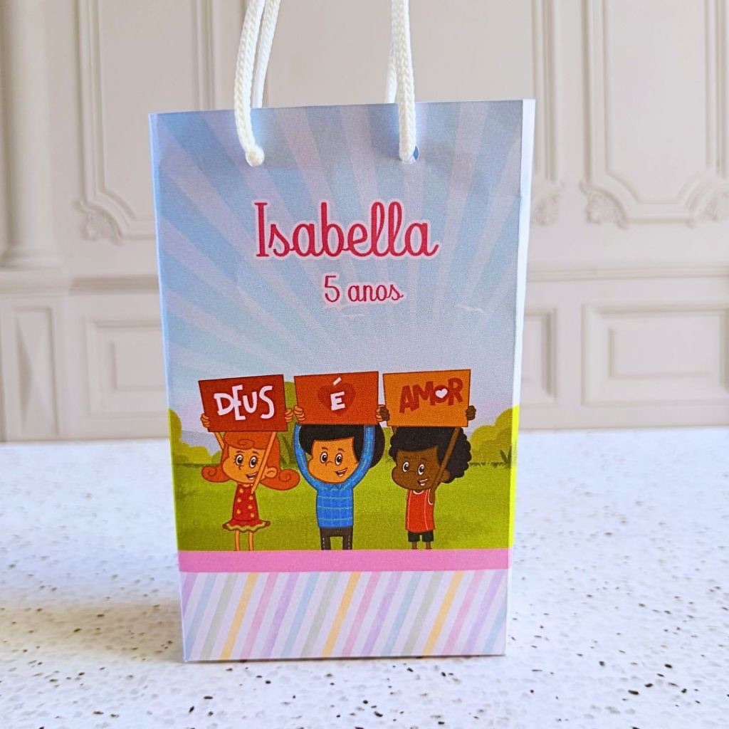 Sacolinha Personalizada 3 Palavrinhas Menina | Lembrancinha Festa Infantil | Sacola Surpresa | Pegue e Monte