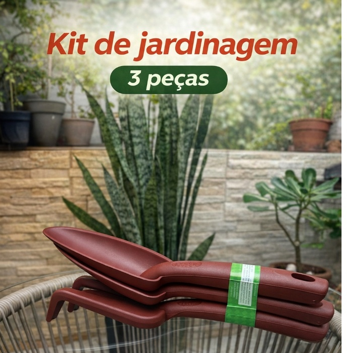Kit de Jardinagem 3 Peças – Praticidade e Qualidade para Seu Jardim! (Terracota)