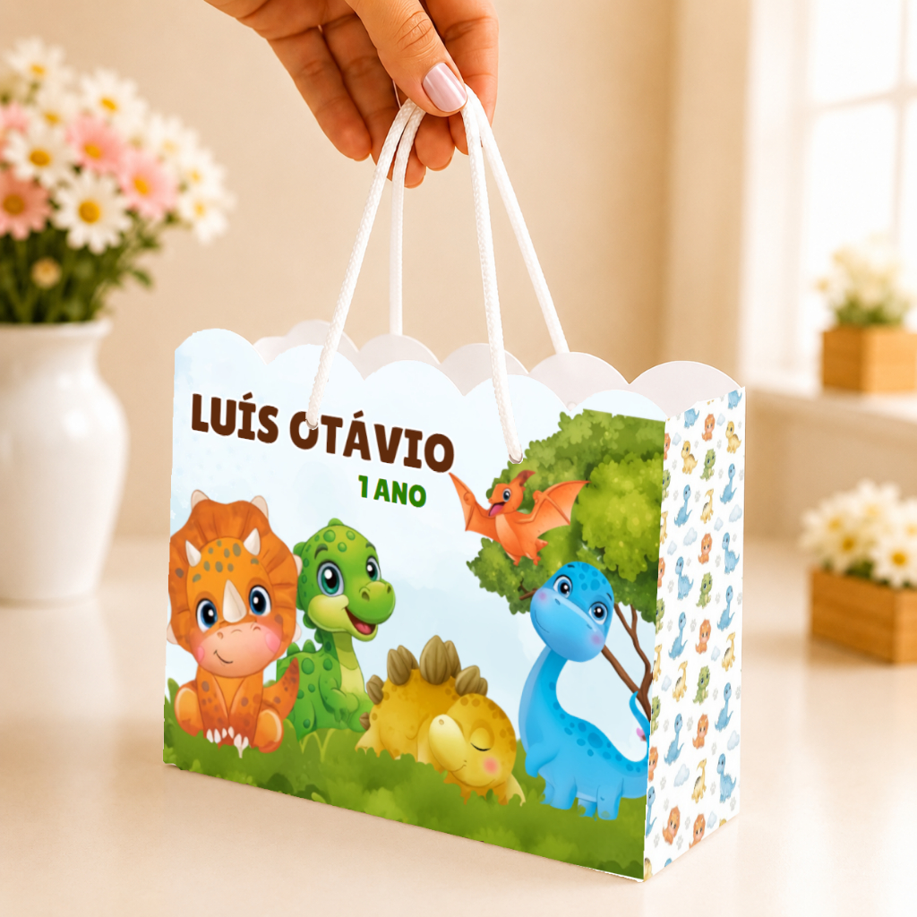 KIT Sacolinha personalizada DINO, dinossauro - sacola personalizada para festa - lembrancinha de aniversário