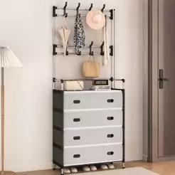 Sapateira Multiuso Com Cabideiro 5 Andares móvel Estante De Roupas Organizador para quarto Calçados Altura Ajustável