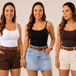 Kit 3 Blusinha Regata De Alcinha Feminina Básico Suplex Premium