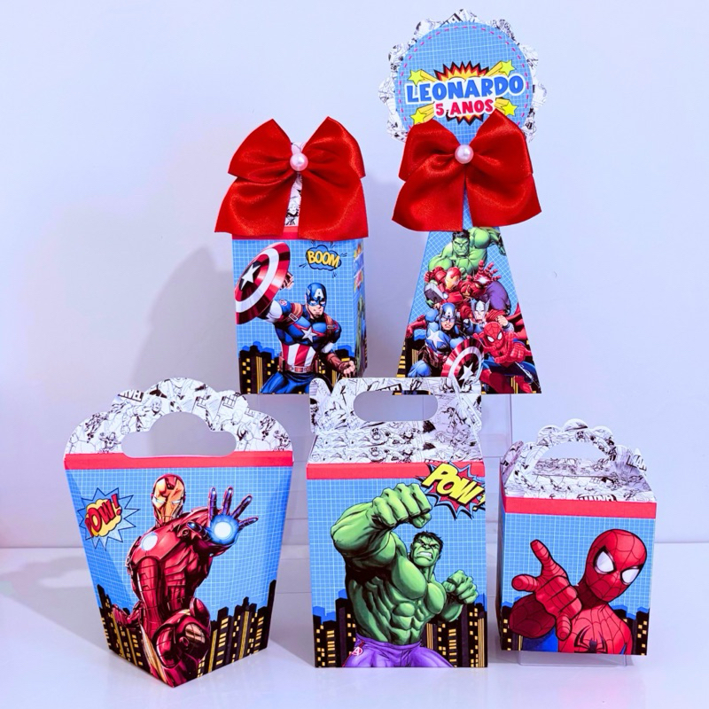Kit Caixas Personalizadas Vingadores | Lembrancinha Personalizada | Enfeite Festa Aniversário Infantil Super Heróis