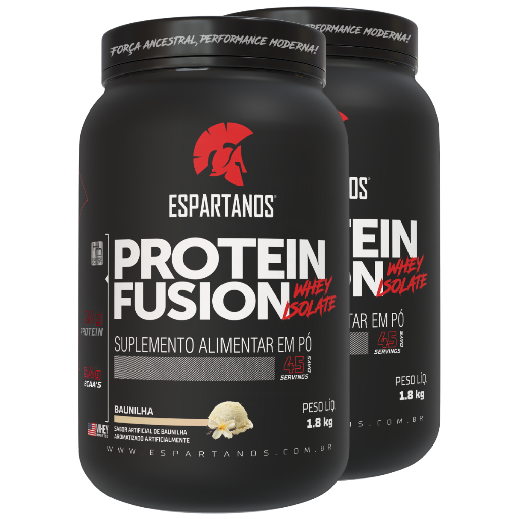 Kit 2x Protein Fusion Whey Protein Isolado 1800g Espartanos - Suplementos Massa Muscular