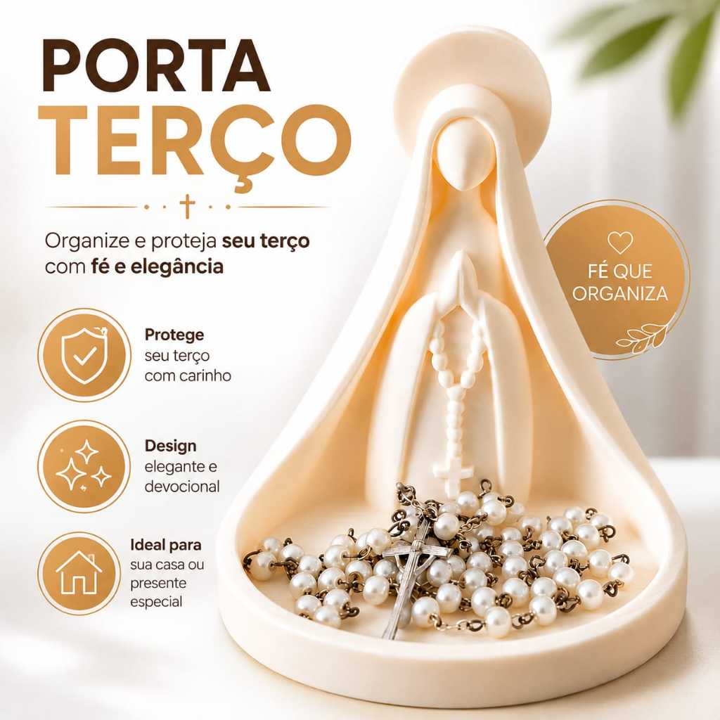 Porta Terço Nossa Senhora Porta Rosário Suporte para Terço Organizador de Terço Católico Decorativo