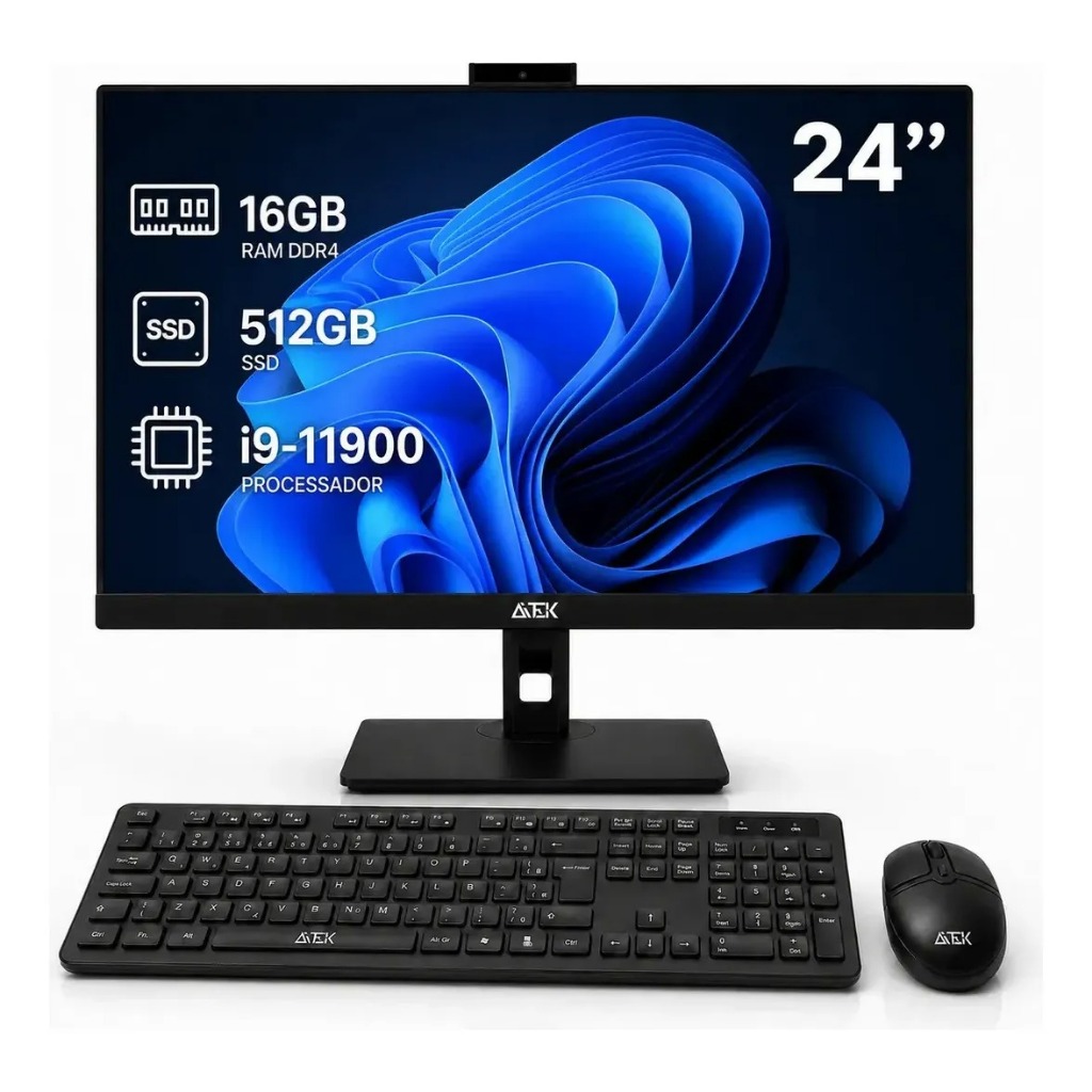 All in One Computador 24" Full HD Intel Core i9 512GB 16GB RAM Webcam 3MP + Mous