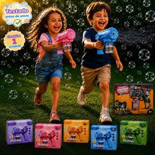 Lança Bolhas Automatico Infantil Com Luz LED Brinquedo Divertido Para Crianças