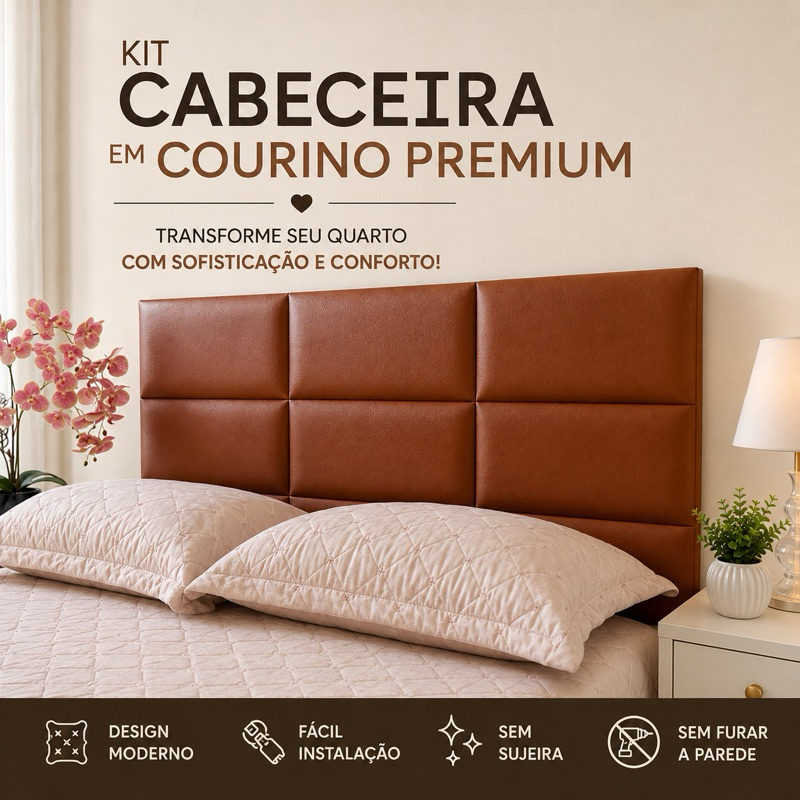 Kit 5 Até 15 Cabeceira Corino Premium Alta Qualidade Modular Estofada para Cama Box Solteiro Casal
