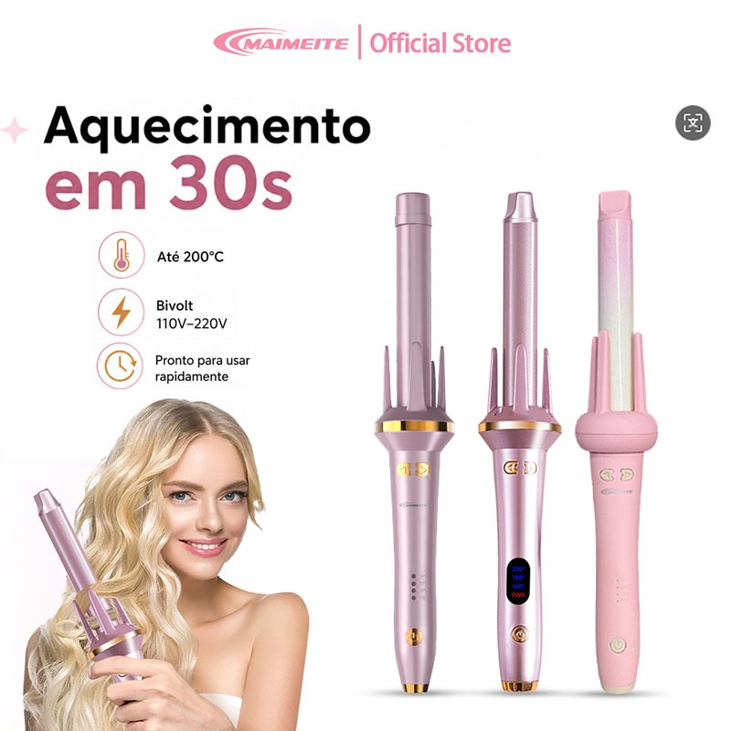 Imagem MAIMEITE Modelador de Cachos Ferro De Cacho Cacheador 25mm Rotação Automática Bivolt Rápido Cachos Cabo Giratório 360°