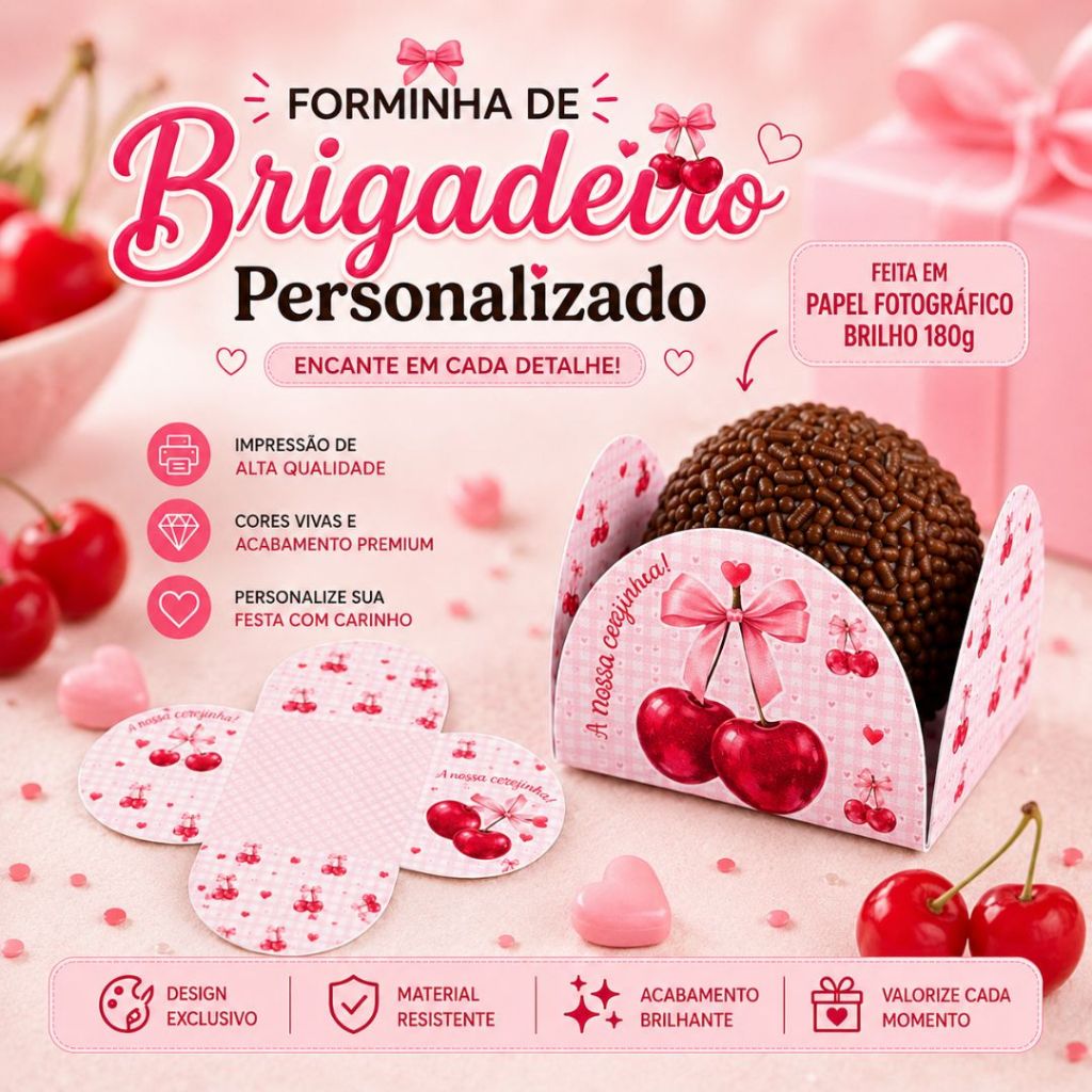 Forminha de Doces Cerejinha Personalizada no Tema /Lembrancinha de Festa /Aniversário
