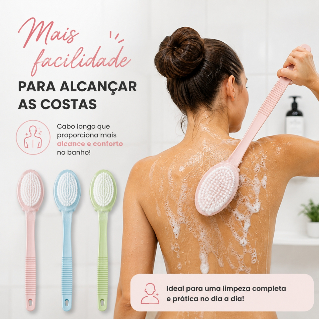 Escova de Banho Cabo Longo Macia para Costas e Corpo