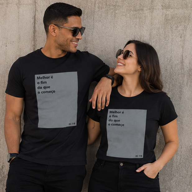 Camiseta T-shirt Masculina Feminina Estampada Frase Bíblica Evangélica Gospel Cristã EC 7:8 Manga Curta