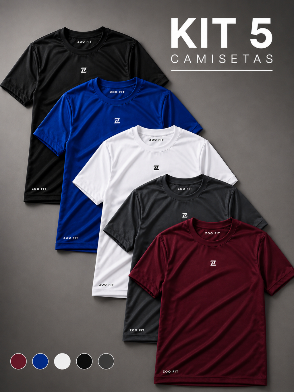Kit 5 Camisetas Dry Fit Masculina - Casual - Treino - Academia - Esportes - Exercícios - Corrida