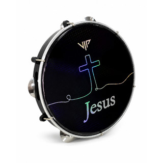 Pandeiro Profissional 10 Pele Holográfica Jesus Corpo Abs