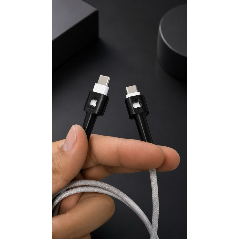 Kit 2 Protetor de Cabo para Carregador iPhone Lightning e USB-C | Anti Quebra Reforçado | Proteção para Conector