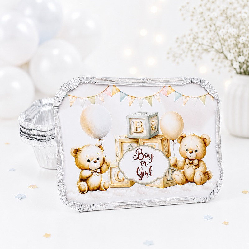 Adesivo para Marmitinha Personalizada Lembrancinha Festa Infantil Chá revelação neutro / menino ou menina –