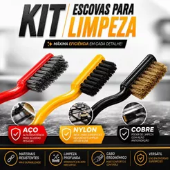Kit 03/06/09/15 Escovas De Aço Multiuso Aço Latão Nylon Cabo Plástico
