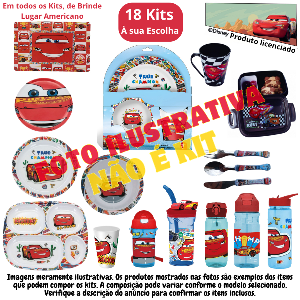Jogo Infantil de Refeição Melamine Disney Carros Relâmpago McQueen - Vários Modelos
