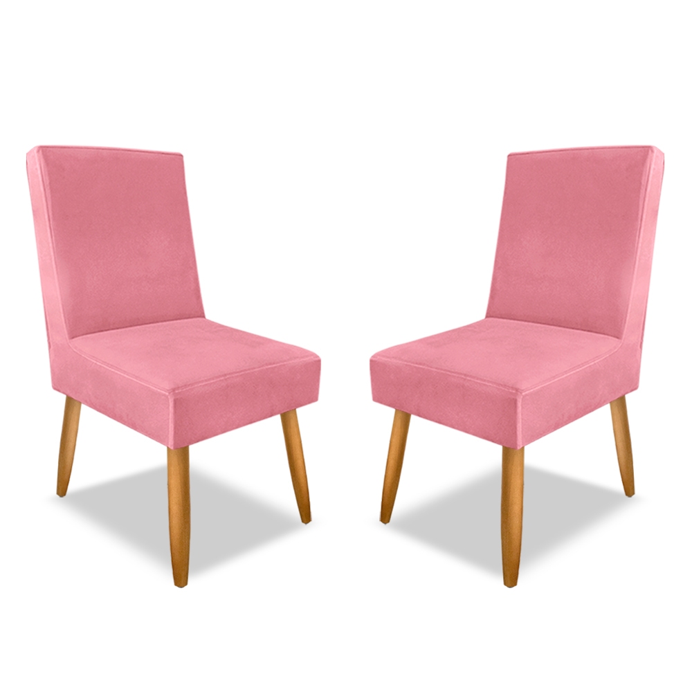Cadeira Kit 2 Unidade Mesa De Jantar Feito com Tecido Suede Espuma D23 Confortável Pés Palito