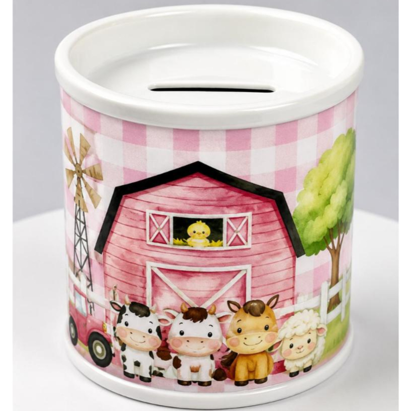 Kit Mini cofrinho personalizado 7×6- Lembrancinha de maternidade/chá de bebê/Aniversário/Fazendinha