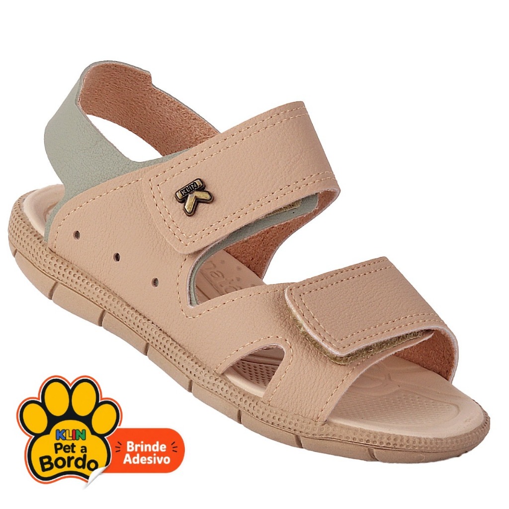 Sandália Papete Infantil Masculina Casual Klin  Super Leve Confortável e Anatômica - Palha