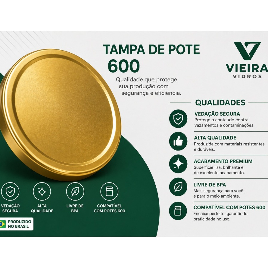Kit Tampas Metálicas 74mm para Vidro de Conserva, Doces, Pimentas