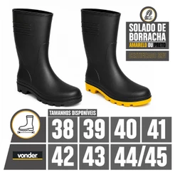 Bota PVC Borracha Chuva Motociclista Moto Impermeável Forrado Vonder 2 cores | ENVIO RÁPIDO