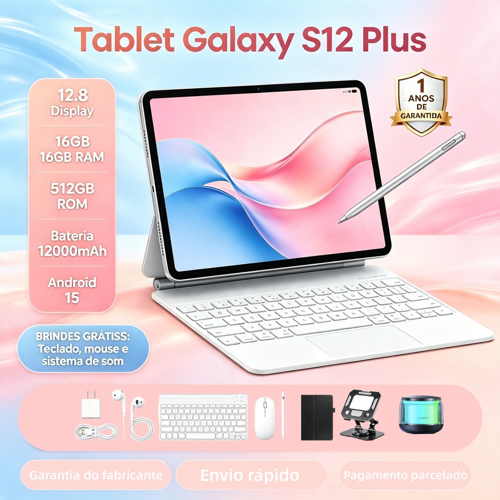 Tablet  S12 Plus 12,8 polegadas HD 16 GB + 512 GB 12.000 mAh 5G wifi