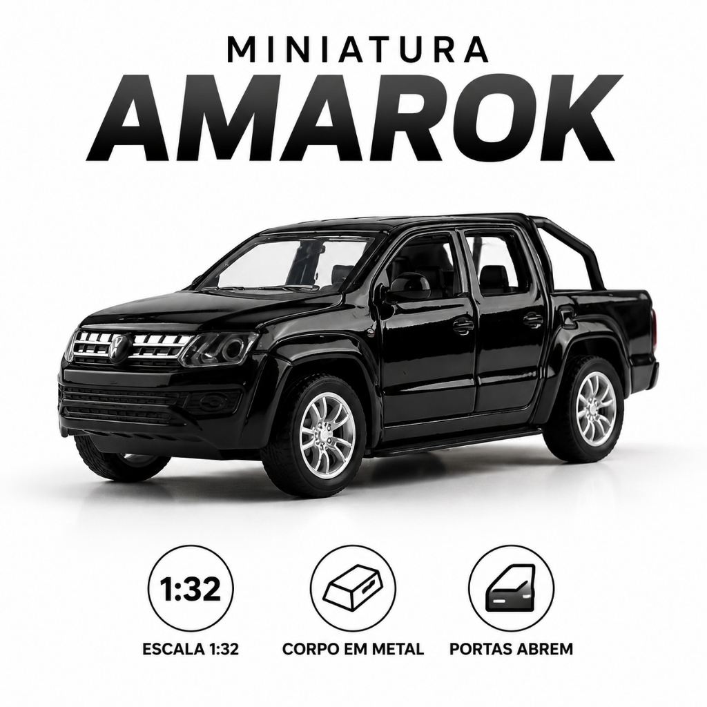 Miniatura Volkswagen Amarok 1:36 – Carrinho de Metal Die-Cast