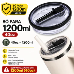 Tampa de Reposição com Canudo 1200ml 40oz para Copo Térmico Antivazamento