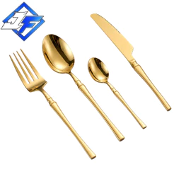 Conjunto de 24 Talheres de Aço Inoxidável Dourado Conjunto de Talheres Cintura Fina Dourado Série Deluxe