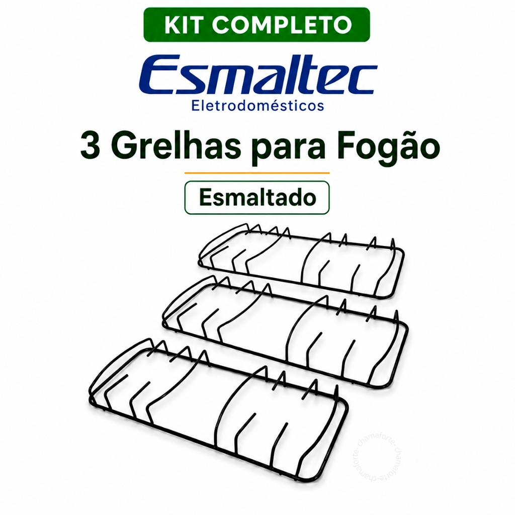 Kit 3 Grelhas Grade Fogão Trempe Esmaltec 6 Bocas Bali Jade Caribe Agata