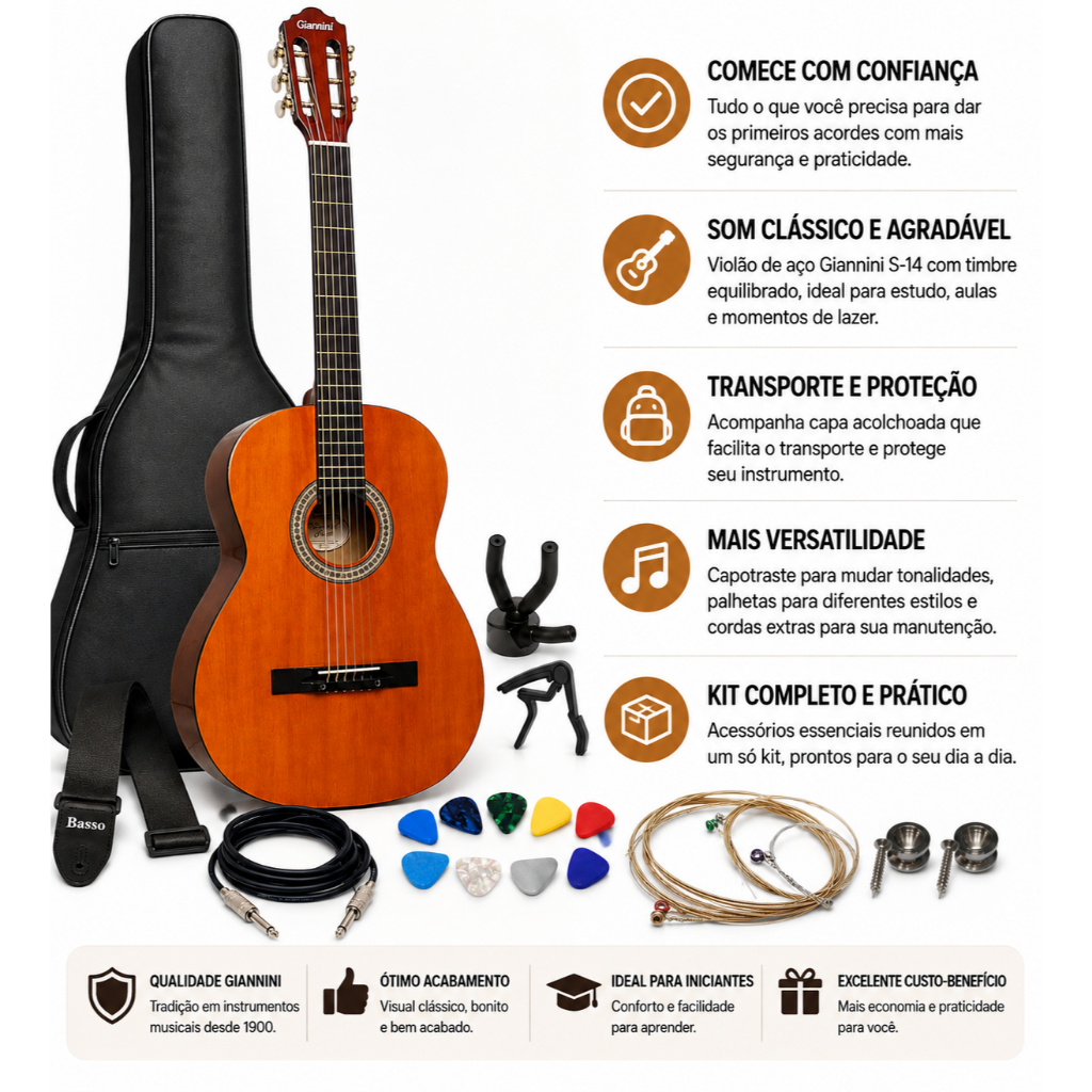 Violão Estudante Eletroacústico Giannini S-14 Natural Natura — imagem 2 de 2