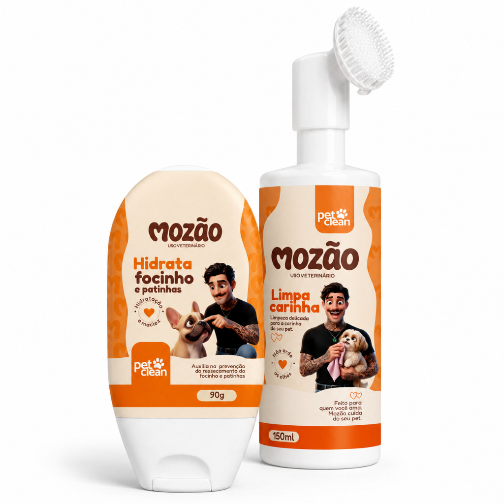 Hidratante de Focinho/Patinhas/Calos Cães & Gatos 90ml + Limpa Carinha PetClean Mozão