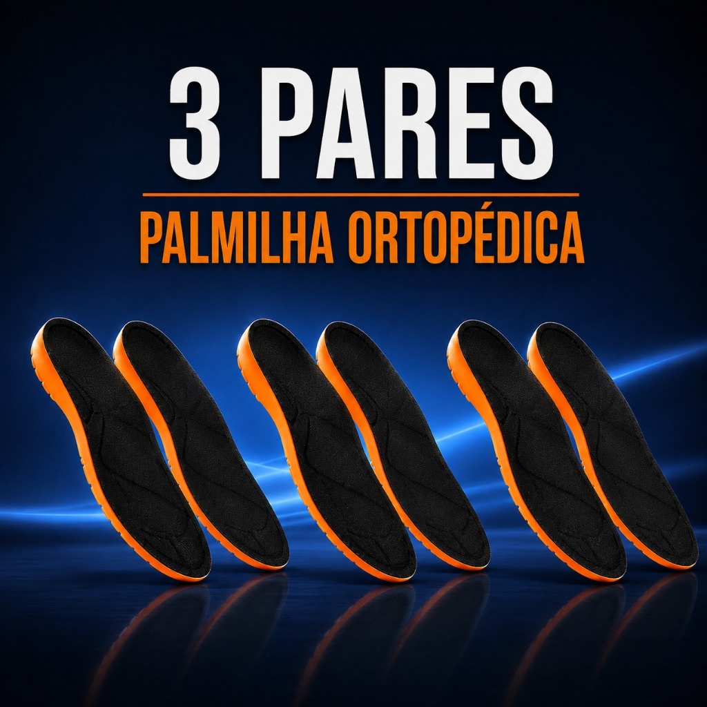 Kit 3 Pares Palmilha Ortopédica Em Gel Anatômica Anti Impacto Para Dores Nos Pés