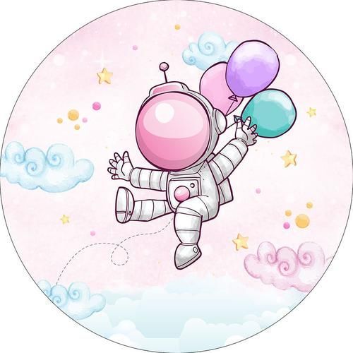 Envio rápido 50 Adesivos personalizados redondos Astronauta menina ideais para lembrancinhas/festa e eventos