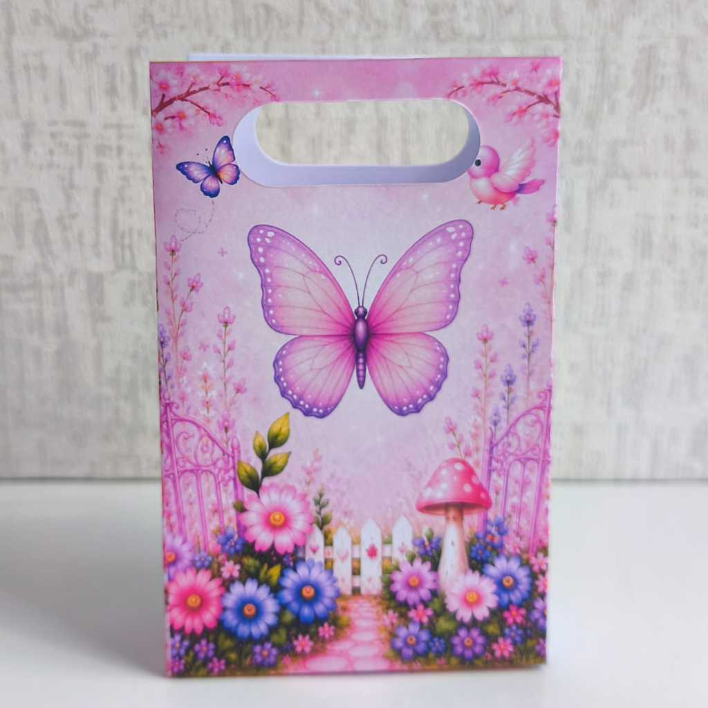 PEGUE E MONTE Sacolinhas Personalizadas Jardim Das Borboletas/Jardim Encantado ou(QUALQUER TEMA) Lembrancinhas/Kit Festa