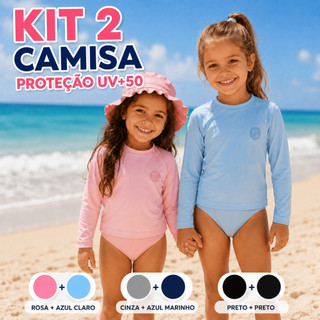 KIT 2 BLUSA PROTEÇÃO UV+50 INFANTIL CAMISA PARA PRAIA VERÃO FÉRIAS PROTEÇÃO TOTAL QUALIDADE PREMIUM