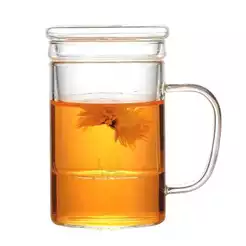 PROMOÇÃO Caneca Xícara Chá Com Infusor Vidro Borossilicato 450ml Detox