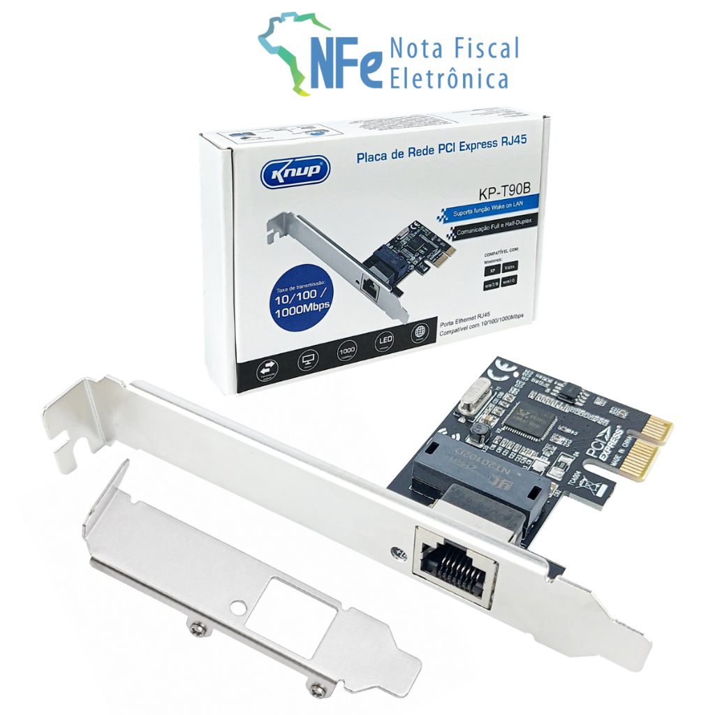 Placa de Rede Gigabit PCI Express 1000Mbps RJ45 Ethernet Lan 10 100 1000 Mbps Internet p/ PC Desktop