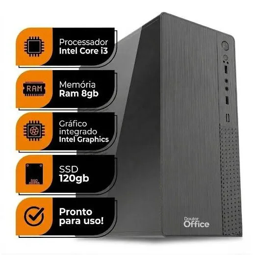 PC OFFICE SMART, Intel Core I3, 8gb De Ram, Ssd 120gb, Intel Hd Graphics