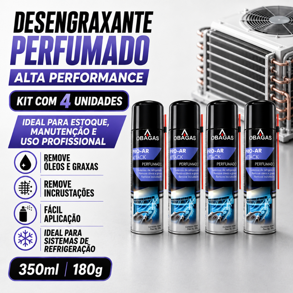 KIT 4 Desengraxante Perfumado Aromatizante Veicular e Ar Condicionado