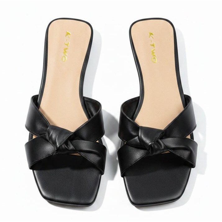 Sandália Rasteirinha Flat Nozão Feminina antiderrapante Leve Elegante Tendência, Rasteira Flat nó - Várias cores